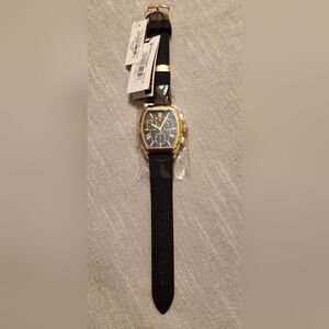 NWT Michele Gold and Black Leather Watch